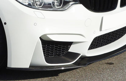 BMW 3er F80 M3 (M3) Carbon Spoilerschwert für BMW M4 F82/F83 u. M3 F80 für orig Frontschürze (ohne M-Performance-Aufsatz) gekantete Version, für orig. Frontschürze, Carbon, 
inkl. Montagezubehör, Gutachten