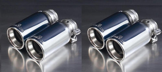Remus Endrohr-Set li/re je 2x Ø 90mm verchromt mit einstellbarem Kugelanschluss für Remus Sportendschalldämpfer