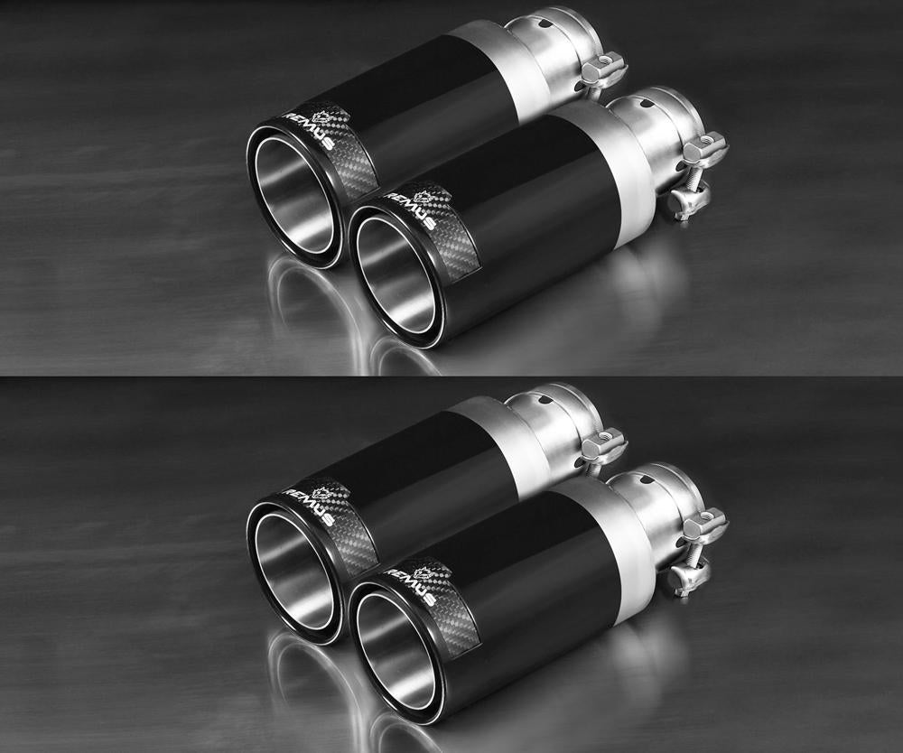 Remus ER-Set li/re je 2x Ø 84mm Street Race Black- Chrome, mit einstellbarem Kugelanschluss für Remus Sportendschalldämpfer