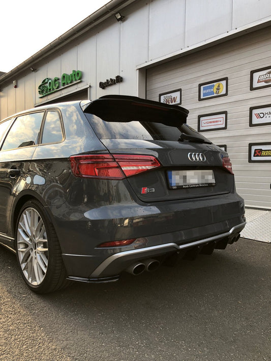 Heck Ansatz Flaps Diffusor für AUDI S3 8V FACELIFT schwarz matt
