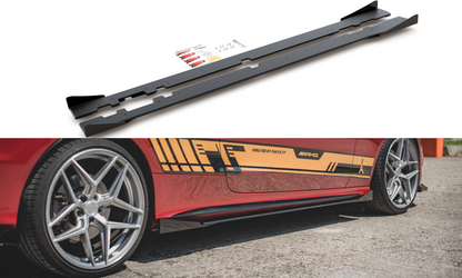 Robuste Racing Seitenschweller Ansatz für für + Flaps Mercedes-AMG C43 Coupe C205 schwarz Hochglanz