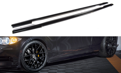 Seitenschweller Ansatz für BMW 1er E81/ E87 FACELIFT schwarz Hochglanz