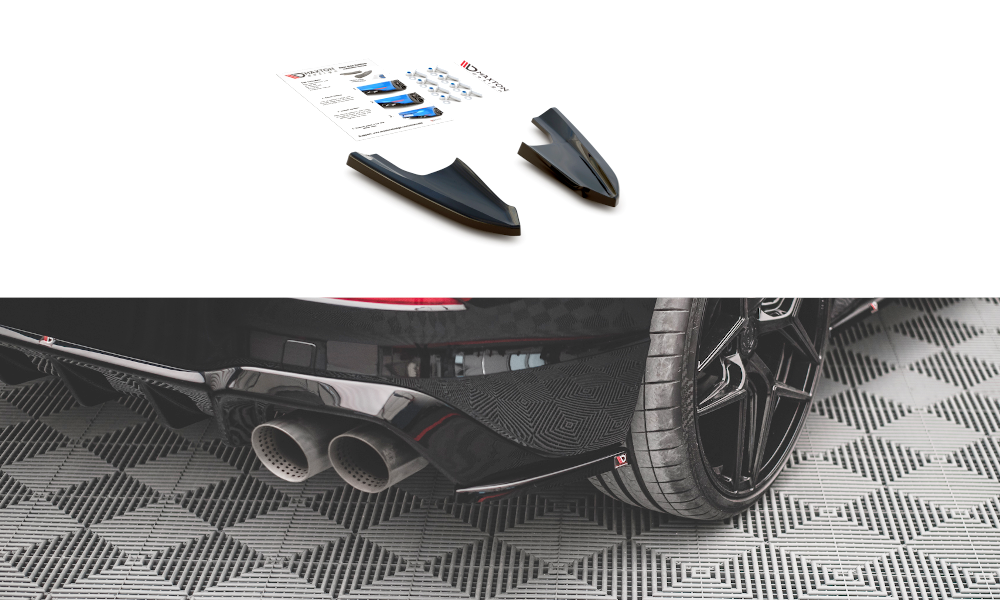 Heck Ansatz Flaps Diffusor V.3 für Volkswagen Golf R Mk8 schwarz Hochglanz