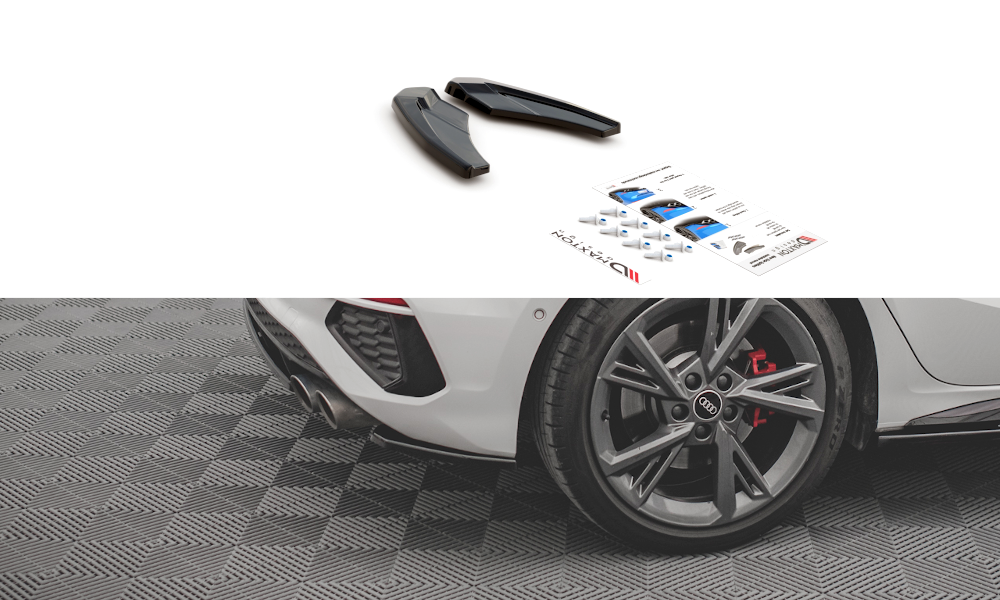 Heck Ansatz Flaps Diffusor V.1 für Audi S3 Sportback 8Y schwarz matt