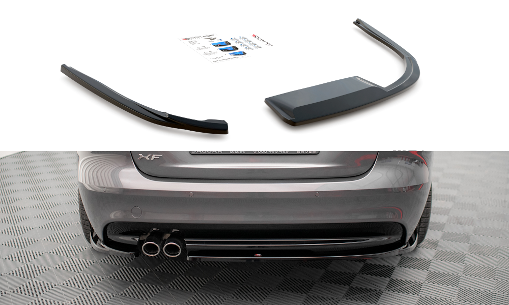 Heck Ansatz Flaps Diffusor für Jaguar XF R-Sport Mk2 schwarz Hochglanz