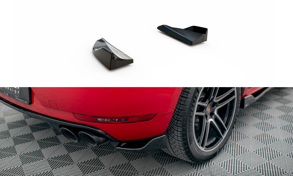 Heck Ansatz Flaps Diffusor für Porsche Macan Mk1 Facelift schwarz matt