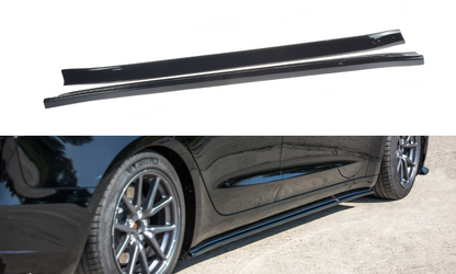 Seitenschweller Ansatz für Tesla Model 3 schwarz Hochglanz