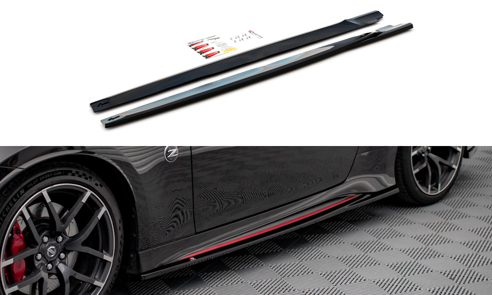 Seitenschweller Ansatz für V.2 für Nissan 370Z Nismo Facelift schwarz Hochglanz