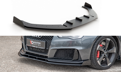 Robuste Racing Front Ansatz für passend +Flaps für Audi RS3 8V Sportback schwarz Hochglanz