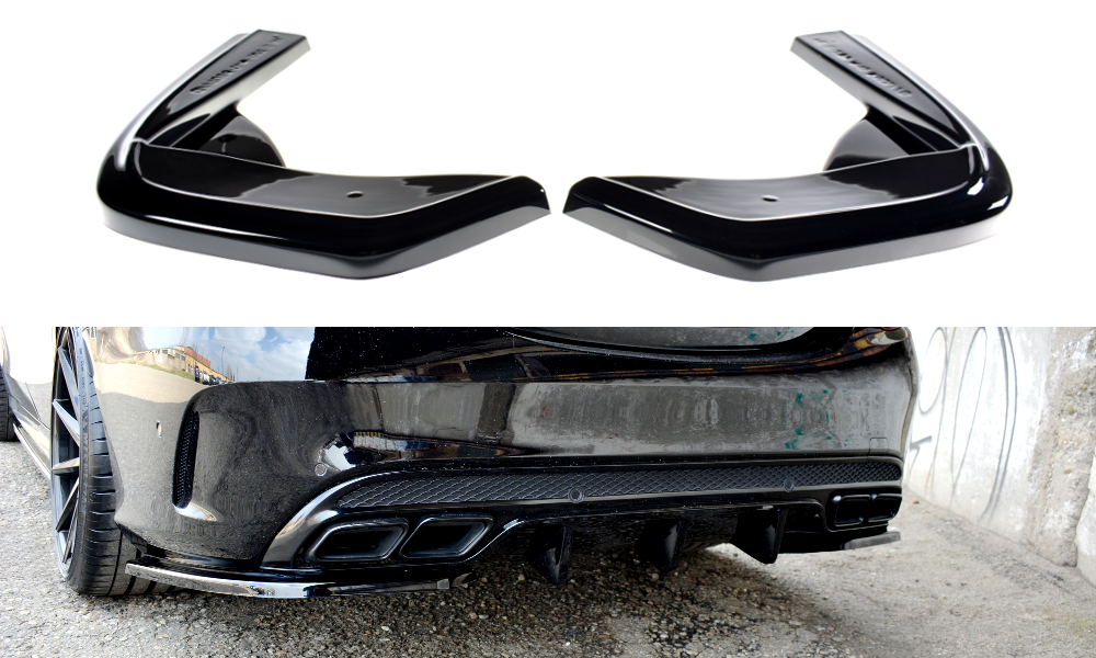Heck Ansatz Flaps Diffusor für MERCEDES- BENZ C43 AMG W205 schwarz matt
