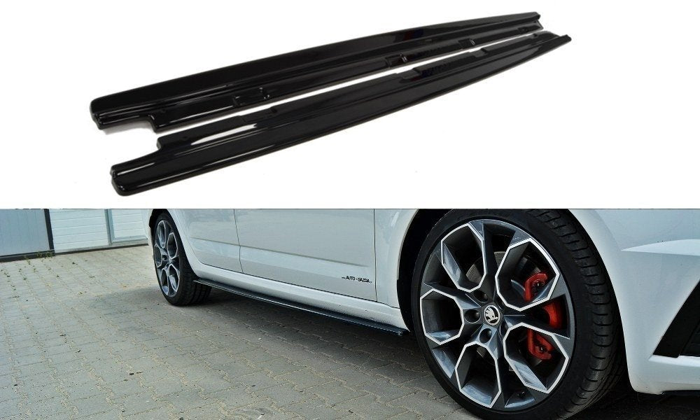Seitenschweller Ansatz für Skoda Octavia RS Mk3 / Mk3 FL Hatchback / Kombi schwarz matt