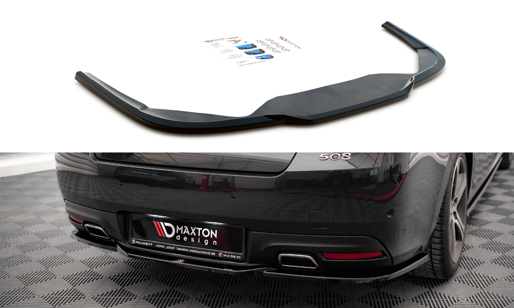 Mittlerer Diffusor Heck Ansatz für Peugeot 508 GT Mk1 Facelift schwarz Hochglanz