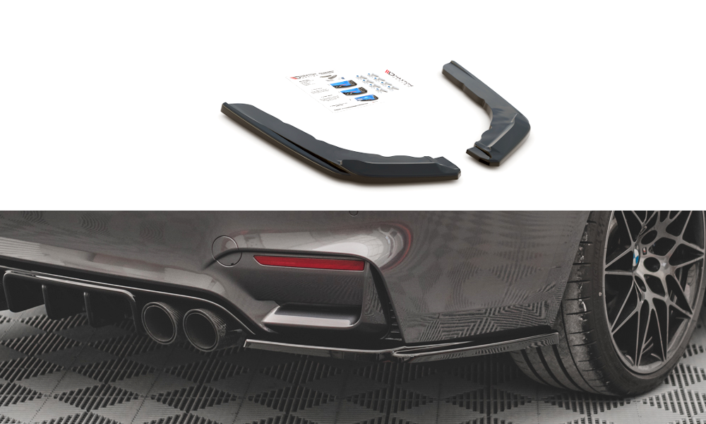 Heck Ansatz Flaps Diffusor V.2 für BMW M4 F82 schwarz Hochglanz