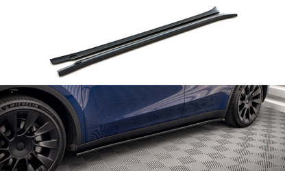 Seitenschweller Ansatz für V.2 für Tesla Model Y Carbon Look
