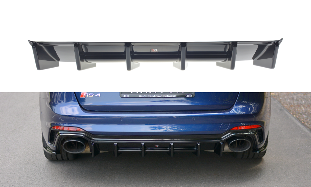 Diffusor Heck Ansatz für Audi RS4 B9 Avant schwarz Hochglanz