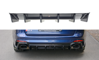 Diffusor Heck Ansatz für Audi RS4 B9 Avant schwarz Hochglanz