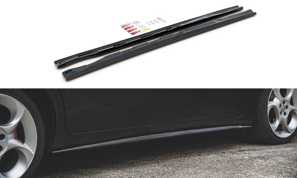 Seitenschweller Ansatz für Alfa Romeo 156 Facelift schwarz matt
