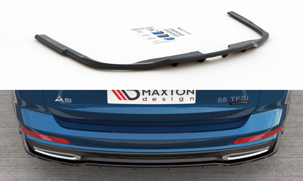Mittlerer Diffusor Heck Ansatz DTM Look für Audi A6 S-Line Avant C8 schwarz matt