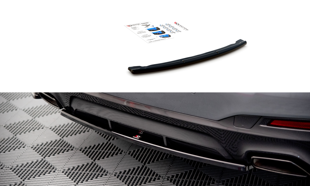 Mittlerer Diffusor Heck Ansatz für BMW 5er G30 Facelift M-Paket schwarz Hochglanz