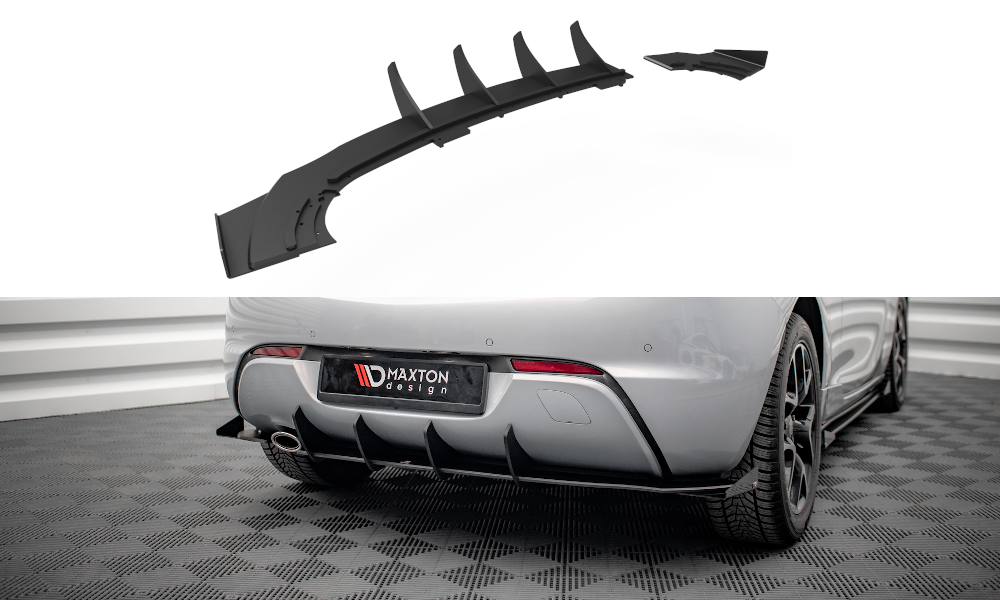 Robuste Racing Diffusor Heck Ansatz +Flaps für Opel Astra GTC OPC-Line J schwarz Hochglanz