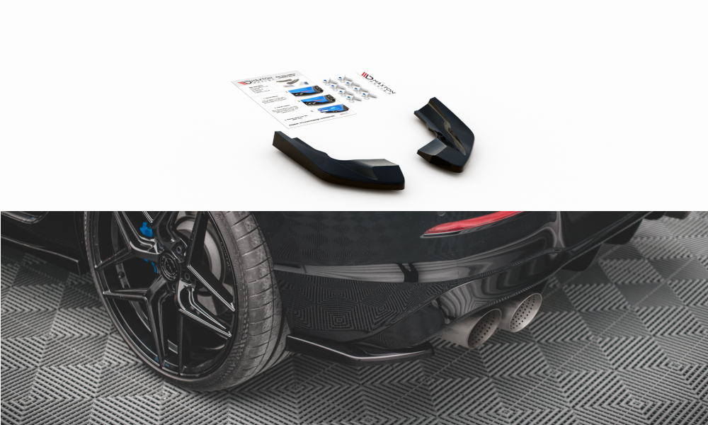 Heck Ansatz Flaps Diffusor V.2 für Volkswagen Golf R Mk8 Carbon Look