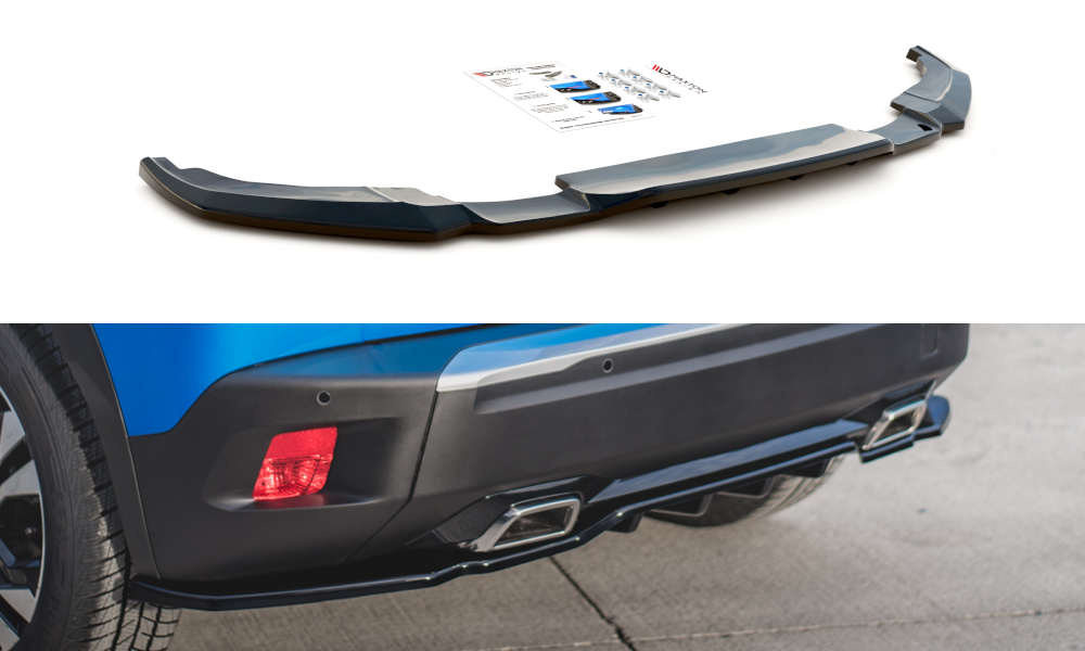 Mittlerer Diffusor Heck Ansatz DTM Look für Peugeot 2008 Mk2 schwarz matt