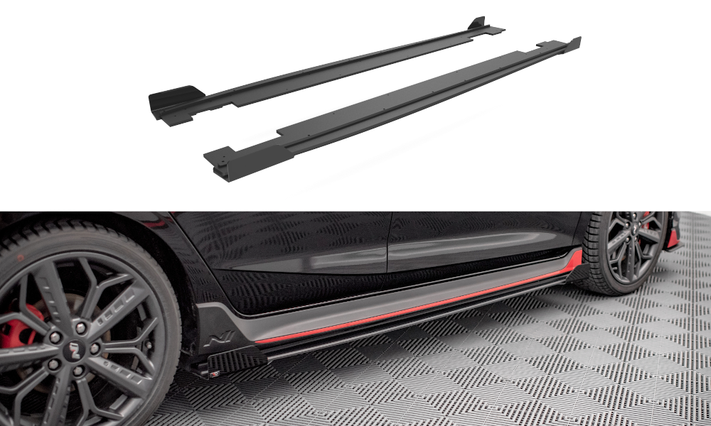 Street Pro Seitenschweller Ansatz für + Flaps Hyundai I20 N Mk3 schwarz Hochglanz