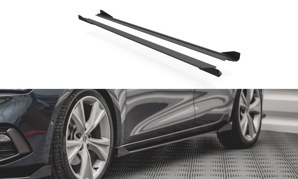 Street Pro Seitenschweller Ansatz für + Flaps Seat Leon FR Mk4 schwarz Hochglanz