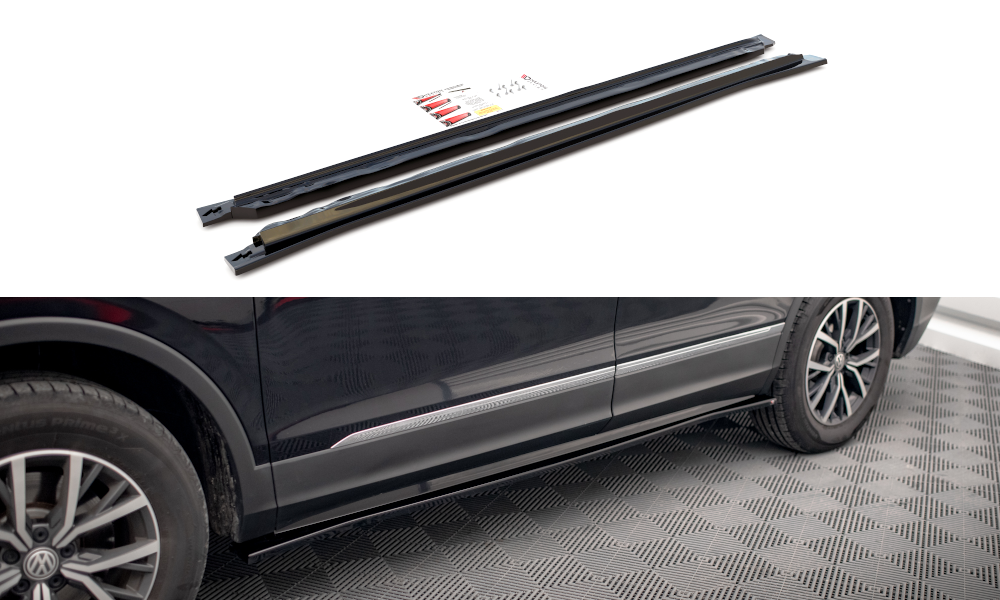 Seitenschweller Ansatz für Volkswagen Tiguan Allspace Mk2 schwarz Hochglanz