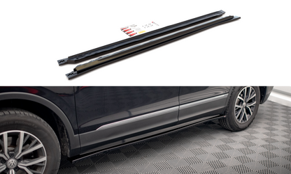 Seitenschweller Ansatz für Volkswagen Tiguan Allspace Mk2 schwarz Hochglanz