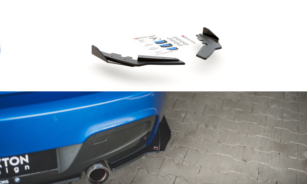 Robuste Racing Heck Ansatz Flaps Diffusor +Flaps für BMW M135i F20 schwarz Hochglanz
