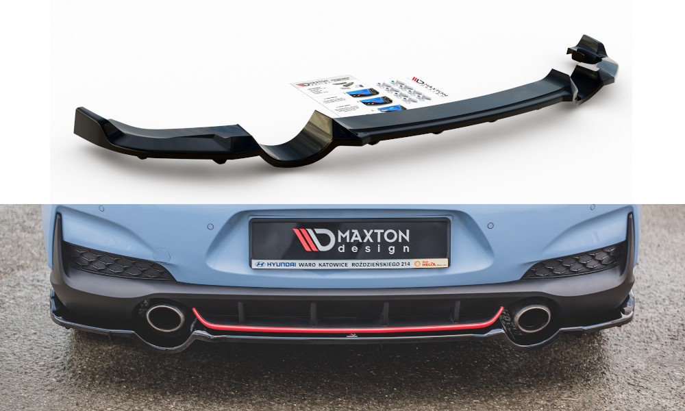 Mittlerer Diffusor Heck Ansatz DTM Look für Hyundai I30 N Mk3 Hatchback schwarz Hochglanz