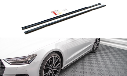 Seitenschweller Ansatz für Audi A7 C8 schwarz Hochglanz