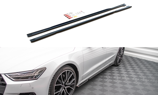Seitenschweller Ansatz für Audi A7 C8 schwarz Hochglanz