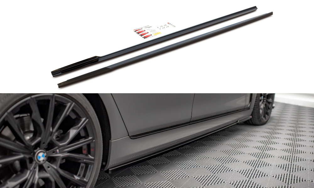 Seitenschweller Ansatz für BMW 7 M-Paket G11 Facelift schwarz matt