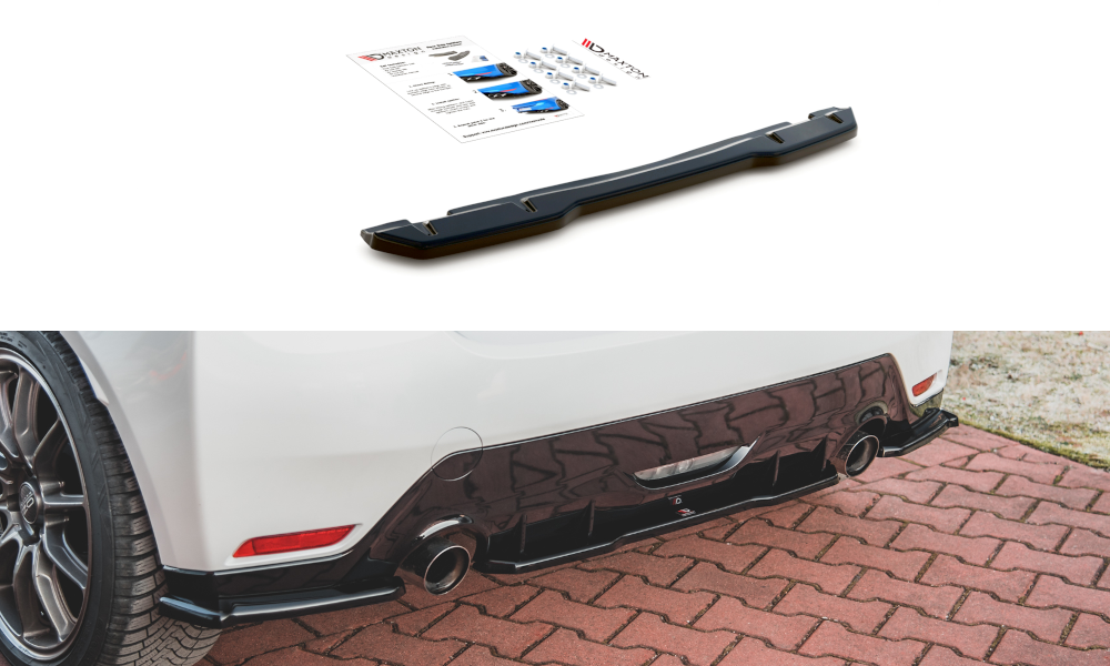 Mittlerer Diffusor Heck Ansatz für Toyota GR Yaris Mk4 schwarz Hochglanz