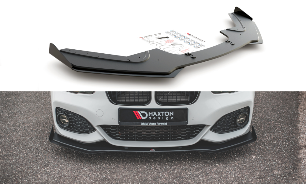 Robuste Racing Front Ansatz V.3 für passend +Flaps für BMW 1er F20 M-Paket Facelift / M140i  schwarz Hochglanz
