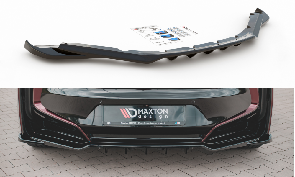 Mittlerer Diffusor Heck Ansatz DTM Look für BMW i8 schwarz Hochglanz