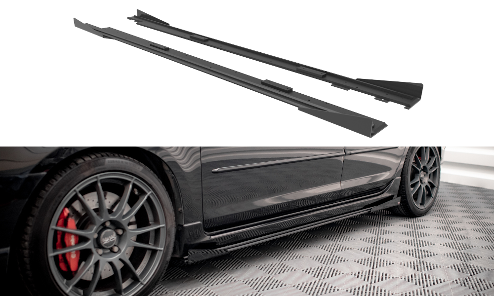 Street Pro Seitenschweller Ansatz für + Flaps Mazda 3 MPS Mk1 schwarz Hochglanz