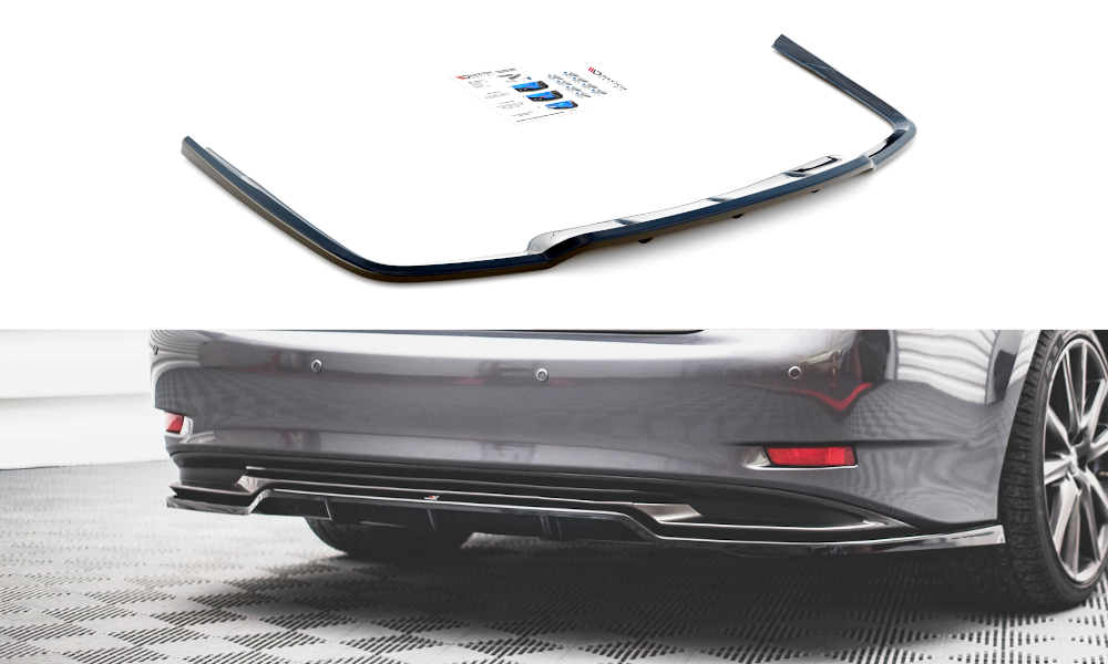 Mittlerer Diffusor Heck Ansatz DTM Look für Lexus GS F Sport Hybrid Mk4 (L10) schwarz Hochglanz