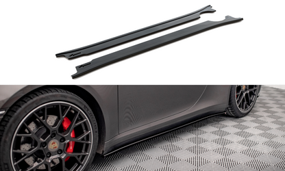 Seitenschweller Ansatz für Porsche 911 Carrera 4S 992 schwarz Hochglanz