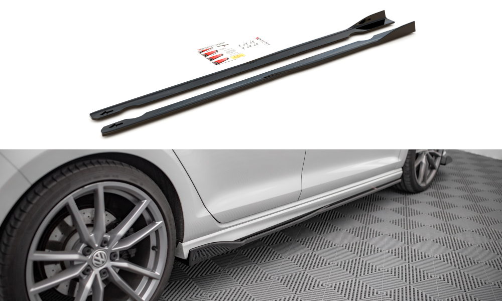 Seitenschweller Ansatz für V.2 für Volkswagen Golf R Mk7 schwarz matt
