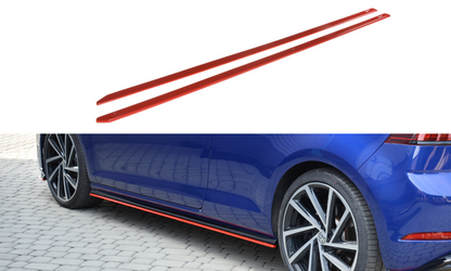 Seitenschweller Ansatz für V.2 für VW Golf 7 R / R-Line Facelift schwarz Hochglanz