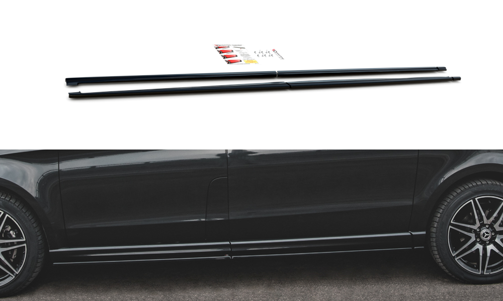 Seitenschweller Ansatz für Mercedes-Benz V-Klasse Long AMG-Line W447 Facelift schwarz Hochglanz