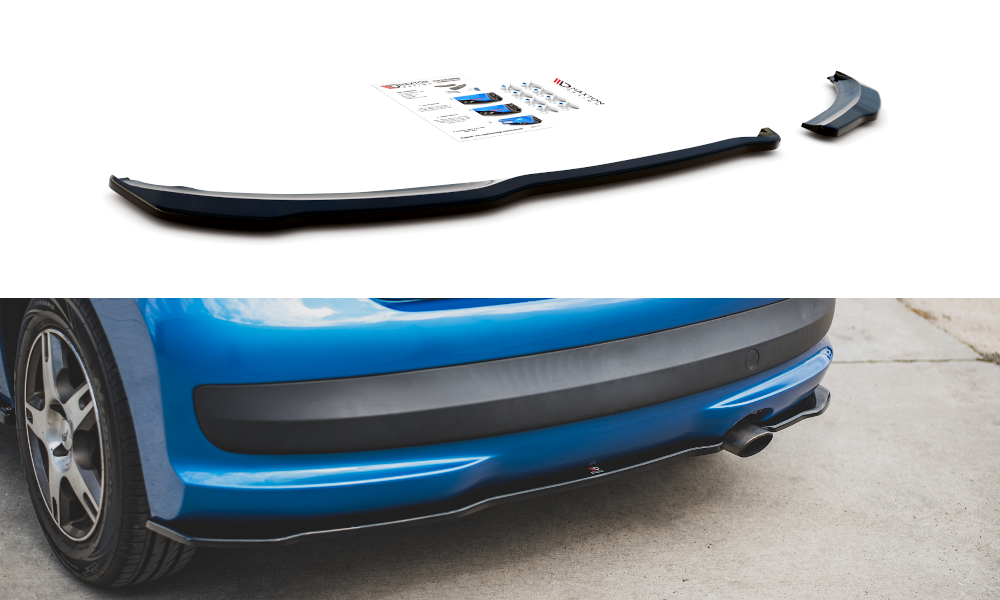 Heck Ansatz Flaps Diffusor für Peugeot 207 Sport Carbon Look