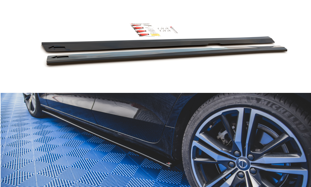 Seitenschweller Ansatz für V.2 für Volvo S60/V60 R-Design Mk3 schwarz matt