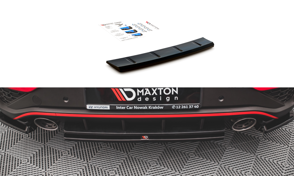 Mittlerer Diffusor Heck Ansatz für Hyundai I30 N Hatchback Mk3 Facelift Carbon Look