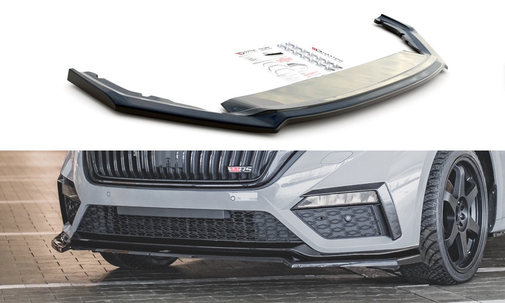 Front Ansatz V.4 für Skoda Octavia RS Mk4 schwarz Hochglanz