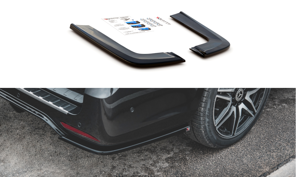 Heck Ansatz Flaps Diffusor V.2 für Mercedes-Benz V-Klasse AMG-Line W447 Facelift Carbon Look