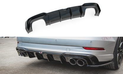 Diffusor Heck Ansatz für Audi S3 Limousine 8V Facelift schwarz Hochglanz